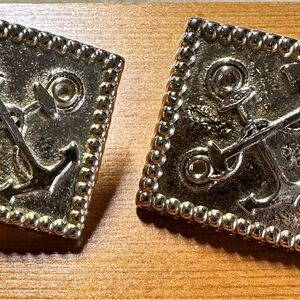 Vintage nautical gold tone clip on earrings